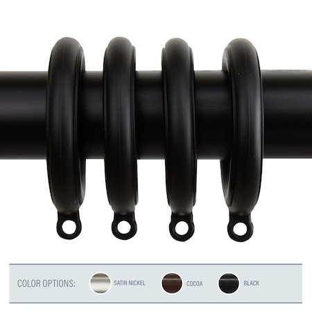 H2H 1.75 in. Poly Resin Curtain Eyelet Rings, Black - Set of 10 H23717556